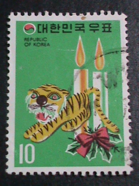 ​KOREA-1974 SC#880  NEW YEAR-YEAR OF THE LOVELY TIGER USED STAMP-VERY FINE