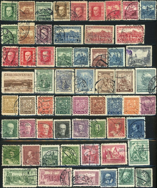 500 Czechoslovakia Postage Stamps Collection Europe 1919-1950 Czech Used