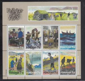 Faroe Islands 2007 MNH #484 Sheet of 8 Old Man and His Sons, novel by Hethin...