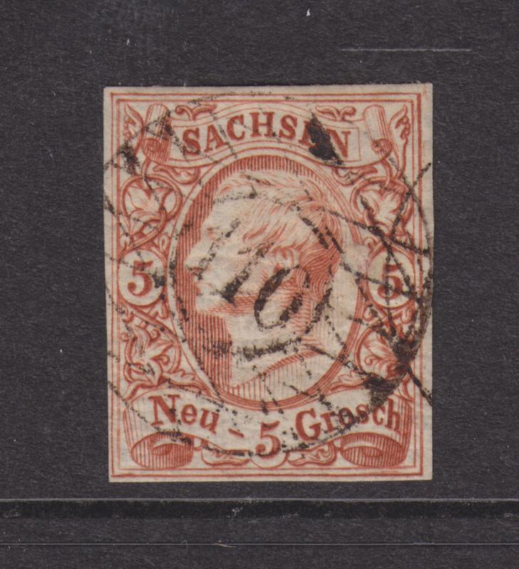 Saxony Sc 13a used 1860 5ng King John, 110 numeral cancel, VF