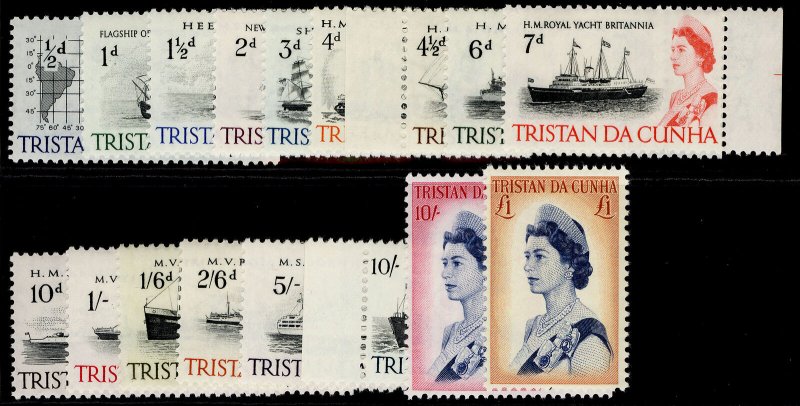 TRISTAN DA CUNHA QEII SG71-84b, complete set, NH MINT. Cat £50.