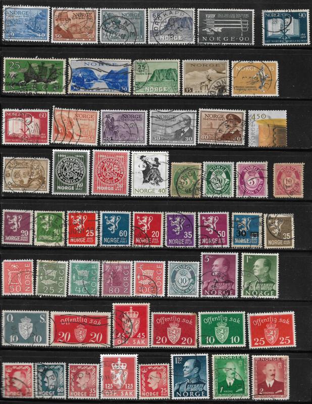 COLLECTION LOT OF 56 NORWAY STAMPS