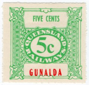 (I.B) Australia - Queensland Railways : Parcel Stamp 5c (Gunalda)