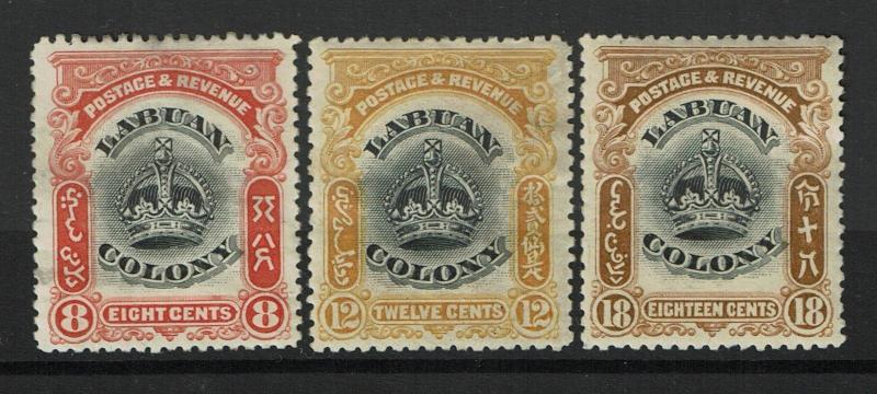 Labuan SG# 121, 123 & 125, Mint Hinged, Hinge Remnant, see notes - S1396