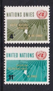 United Nations New York #110-111  MNH  1962  Congo operation  world map