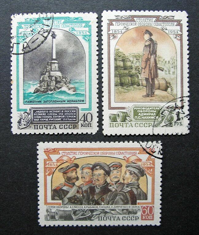 Russia 1954 #1726-1728 Used/CTO H OG Russian Sevastopol Defense Set $4.95!!