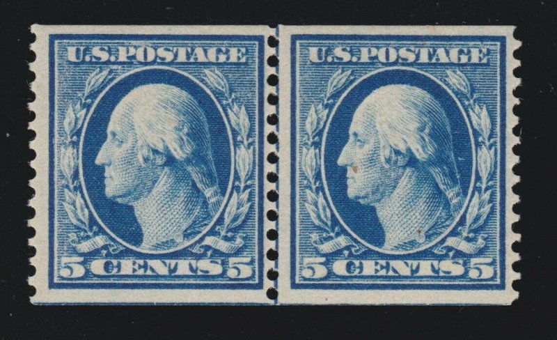 US 355 5c Washington Mint Line Pair F-VF OG LH SCV $1500