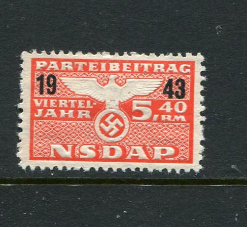 Germany Party Dues NSDAP 5.40 1943 No Gum