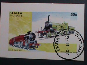 ​STAFFA-SCOTLAND-1972 JUBILEE CLASS 1935 TRAIN -IMPERF CTO S/S SHEET-VERY FINE