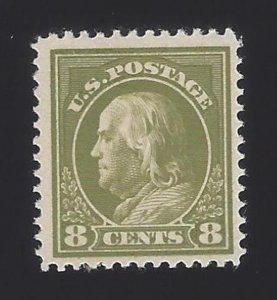 US #414 1912-14 Olive Green WMK 190 Perf 12 Mint OG LH F-VF SCV $40