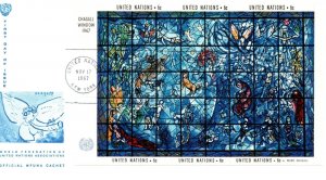 Stained Glass Memorial Window by Marc Chagall at UN Headquarters Scott 179 WFUNA