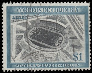 COLOMBIA AIRMAIL STAMP 1954. SCOTT # C249. USED.