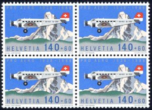 Switzerland Sc# B541 MNH Block/4 (slight fold) 1988 Pro Aero