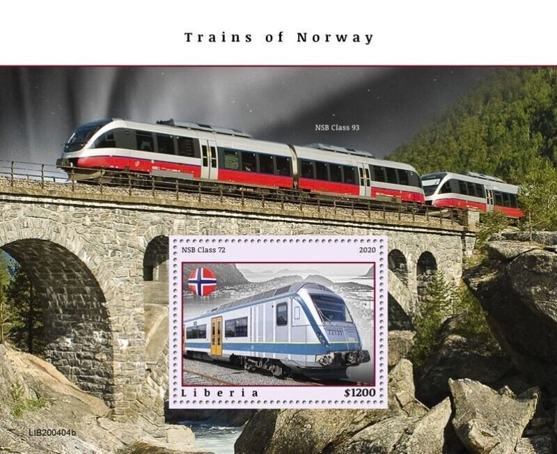 Liberia - 2020 Trains of Norway - Stamp Souvenir Sheet - LIB200404b