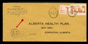 ? Centennial 1968 Calgary AB A-R Registered 50c + 6c on cover Canada