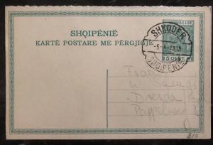 1915 Shkodra Albania Postal Stationary Postcard cover To Dresden Germany