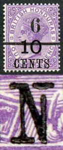 British Honduras SG44Var 6c on 10c on 4d in black Variety Broken N U/M