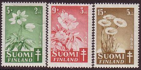 Finland B98-100 mint NH 1949 Anti-Tuberculosis - flowers(3)