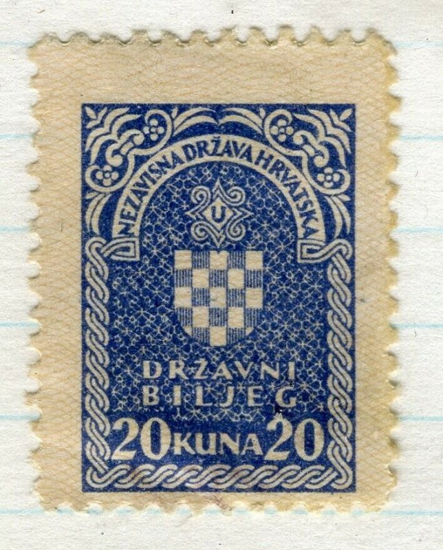 CROATIA; 1940s early classic Revenue/Fiscal issue fine mint 20k. value