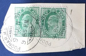 India 1902 KEVII HALF ANNA x 2V USED fine postmark POONA SG#121 I5314