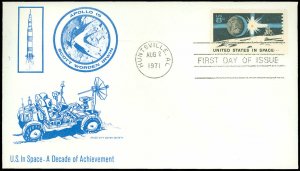 AUG 2 1971 Huntsville AL Cds, Apollo 15 Cacheted Cover, FDC, Scott #1435