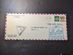 1941 British Malaya Airmail First Flight Cover FFC Singapore to Guam MI