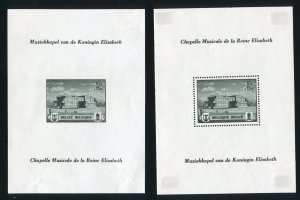 Belgium B317 and B318 Queen Elizabeth Music Chapel Stamp Sheets 1942 Mint Hinged
