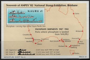 NAURU , 256, SOUVENIR SHEET OF 1, MNH, 1982, FREIGHTERS