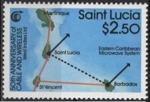 Saint Lucia 917 (mnh) $2.50 microwave communications system (1988)