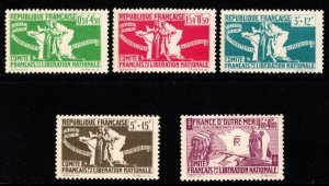 1943 France Cinderella French Committee of National Liberation Charity Set/5 MNH