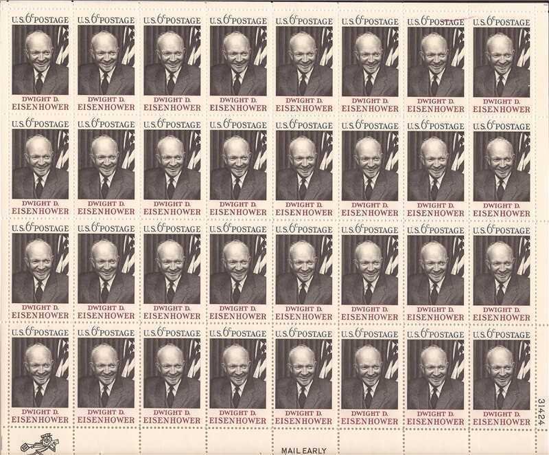 US Stamp - 1969 Dwight D. Eisenhower 32 Stamp Sheet - Scott #1383