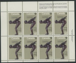Canada - 657 - 2 Dollar Olympic Sculptures - VF Mint nh pane of 8 Cat $60.00
