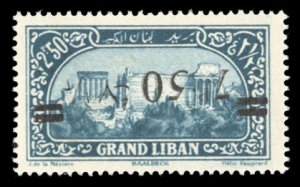 Lebanon #69 (YT 78a) Cat€100, 1926 7.50p on 2.50p, overprint inverted, neve...