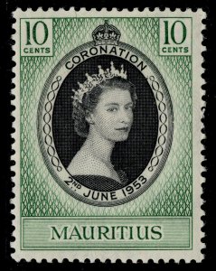 MAURITIUS QEII SG291, 10c 1953 CORONATION, M MINT.