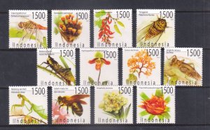 INDONESIA - 2003 FLOWERS & INSECTS - 12V - MINT NH