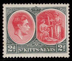 ST KITTS-NEVIS GVI SG71a, 2d carmine & deep grey, M MINT. Cat £55.