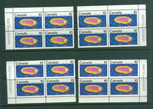 Canada. 1974. 4 Diff. Plate-Blocks. Chr. Mnh. Upper/Lower. Drawing. Sc# 529