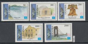 XG-AJ967 UGANDA IND - Ameripex, 1986 Jefferson, Statue Of Liberty MNH Set