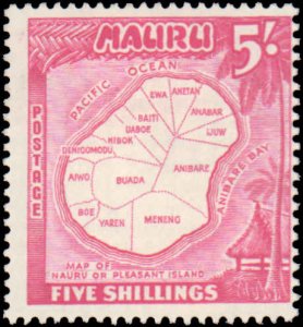 Nauru #39-47, Complete Set(9), 1954, Hinged