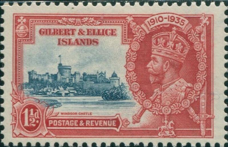 Gilbert & Ellice Islands 1935 SG37 1½d Silver Jubilee KGV MLH               