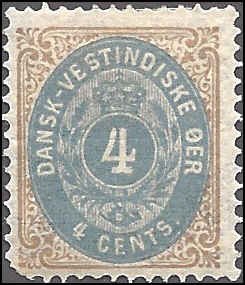 Danish West Indies 7 Mint,OG,HR... SCV $16.00