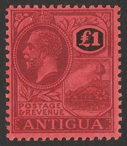 ANTIGUA 1921 KGV Badge £1 purple & black on red. MNH **.