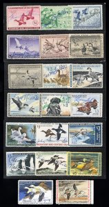 US Stamps Lot Of 20 Federal Duck Stamps Signed All Different Early Issues
