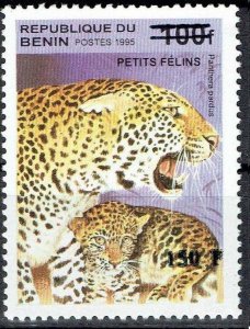 BENIN 2000 1277 150F €100 PANTHERA PARDUS SMALL FELINS OVERPRINT OVERLOAD MNH-