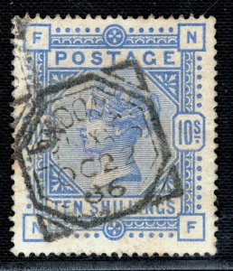 GB QV High Value SG.177 10s Ultramarine/Blued Paper 1886 Used Cat £8,250 GOLD90 