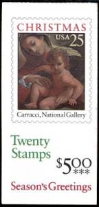 US Scott # 2427a BK167 25¢ Madonna & Child Booklet