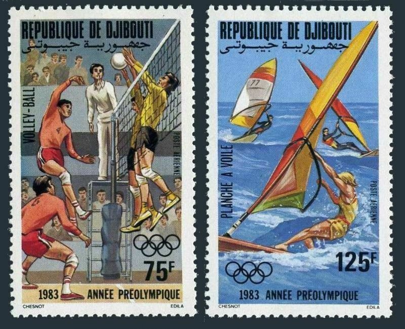 Djibouti C175-C176,MNH.Michel 361-362. Pre-Olympics Los Angeles-1984.Volleyball,