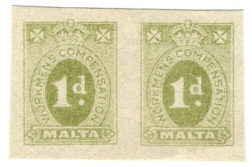 (I.B) Malta Revenue : Workmen's Compensation 1d (Original Proof) 