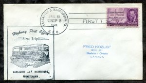 d93 - HPO Cover 1949 First Trip LANCASTER and HARRISBURG PA