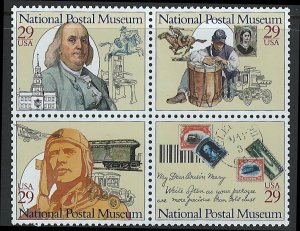 United States 1993  -  29c Postal Museum MNH Block   # 2782a